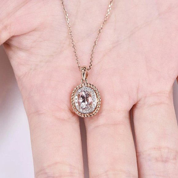 💥 Circle Crystal Pure Oval Gems Dainty Pendant Necklaces for Women, EVGG1063 - Picture 4 of 5